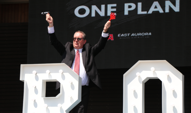 Assistant Superintendent for Operations, Steve Megazzini cheering on the crowd!