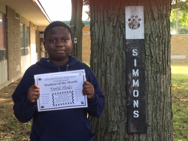 David Akeju: David is an honorable scholar. David demonstrates respect and a moral compass daily. David is a student any teacher would welcome!