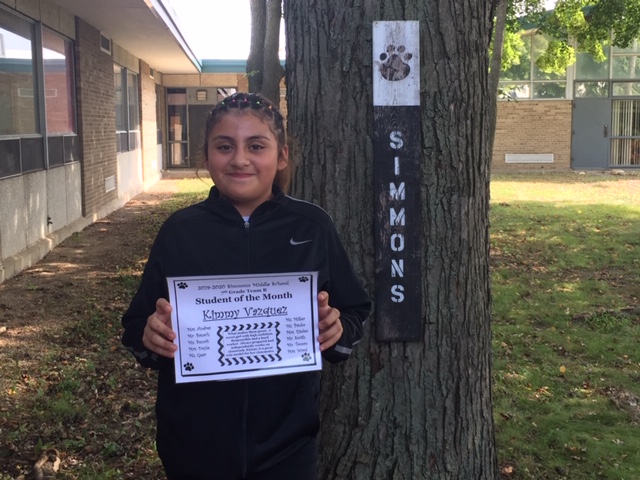 Kimmy Vazquez. Kimmy is amazing. A sweet girl with high ambition. Responsible and a hard worker. Always prepared and independently works on classwork. Kimmy is a great role model for her classmates.