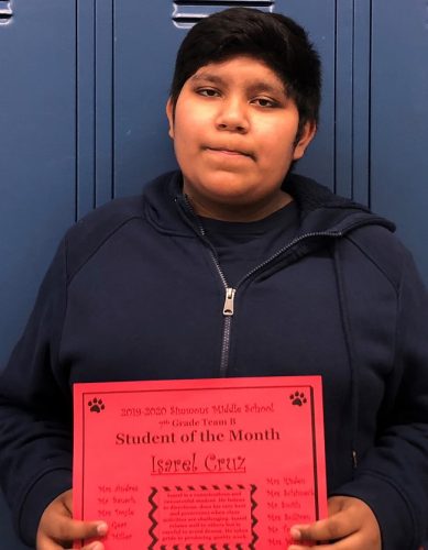 Isarel is conscientious and resourceful student. He listens to directions and does his very best when class activities are challenging. Isarel relates well to others but is careful to avoid drama. He takes pride in producing quality work. Congratulations Isarel!