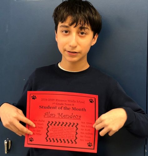 Alan is consistently on task and participates fully. He also has a great sense of humor and helps to keep others focused. What we appreciate Alan the most is his integrity; he does the right thing even when it's difficult. Congratulations Alan!