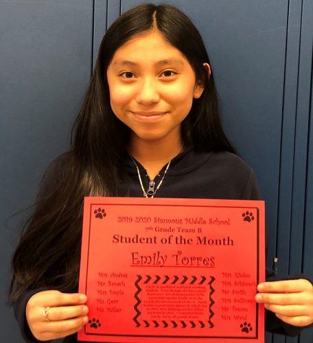 Emily is confident and hard-working student. Even though she has a quiet demeanor, her determination to be successful speaks loudly as to the wonderful driven student she is. Emily is also a great team player in which she is often seen helping her fellow students in class. Congratulations Emily, we're all proud of you!