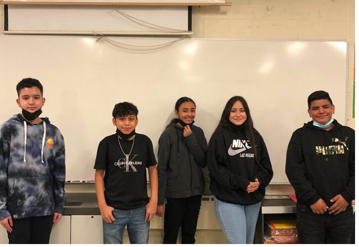 Team 7B October 2021, Students of the Month (from left to right) Aaron Diaz, Alexis Vazquez, Yessenia Lechuga, Kimberly Benitez-Barraza and Francisco Garcia Olivares