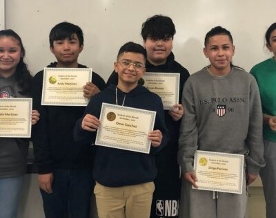Simmons 7th Grade Team B, Students of the Month, December, 2021  