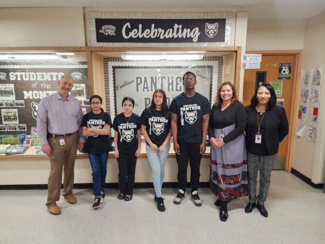 Students of the Month, March 2024, Grade 8:  Fortune O., Natalia P., Sania R., Kristal R.M., Alexandra Z.